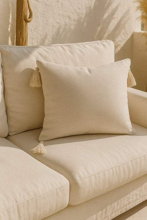 Bohem Doğal Keten Dekoratif Kırlent Silikon Dolgulu