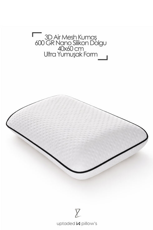 Aero Comfort Yastık | 3D Air Mesh Örme Kumaş | 40x60 cm | 600 GR Nano Silikon Dolgu