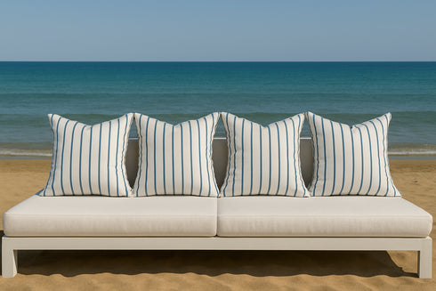 Mavi Çizgili Kırlent Kılıfı