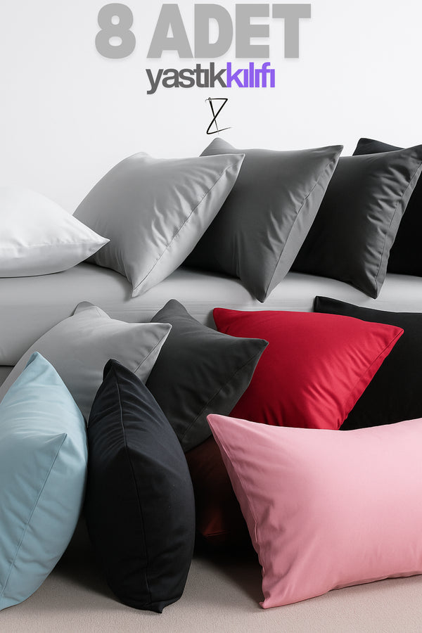 Touch Mix | 8 Adet Pamuklu Yastık Kılıfı Seti