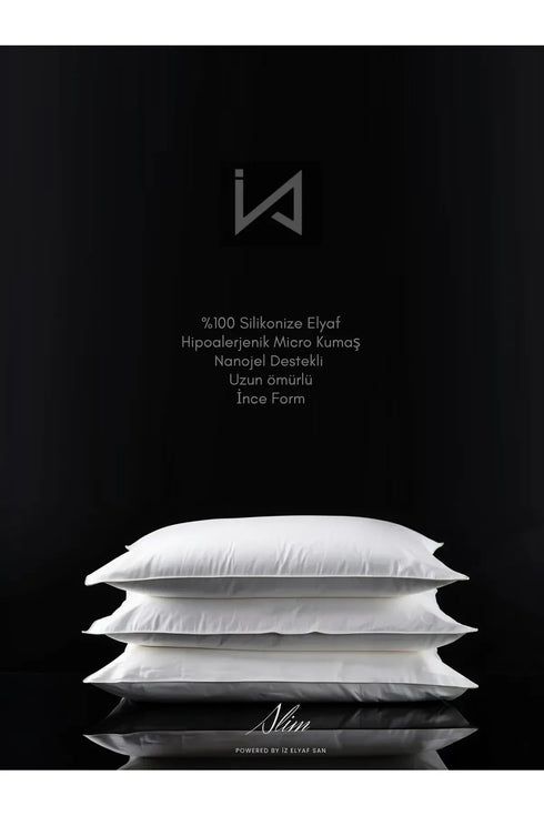 İz Original 3 Adet Slim Yastık İnce Form %100 HCS Silikon Dolgu Ultra Yumuşak 600Gr
