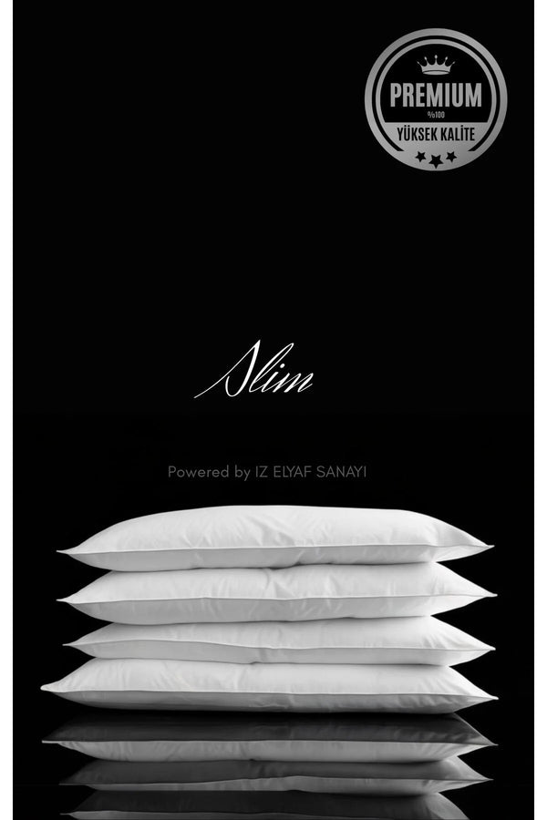4 Adet Premium Slim Yastık | Ince Form | Yıkanabilir | Hipoalerjenik Micro Kumaş | Orijinal Silikon