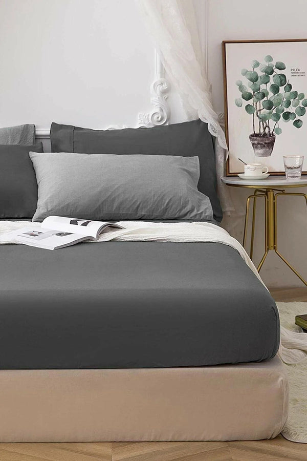 Antrasit Çift Kişilik Lastikli Çarşaf 160x200