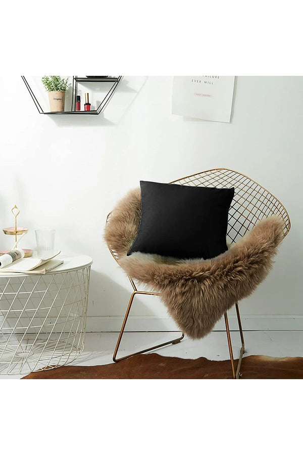 Iz Original Siyah Kırlent Iç Yastık Dekoratif Pamuklu Kumaş Yıkanabilir 43x43 Saf Silikon Dolgulu