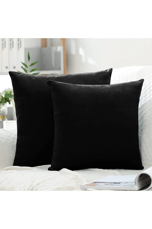 Iz Original 2li Set Siyah Kırlent Iç Yastık Dekoratif Pamuklu Kumaş 43x43 Saf Silikon Dolgulu