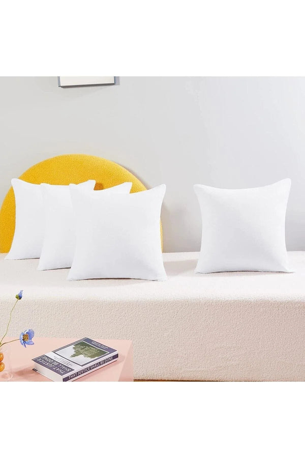 Premium 4 Adet Kare Beyaz Tela Kirlent Iç Yastığı 40x40 Cm Antibakteriyel Silikon Dolgulu