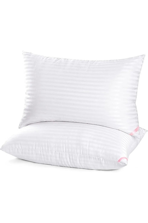 Premium Saten Yastık 2 Adet Beyaz %100 HCS Silikon Dolgu 50x70 Yumuşak Formlu