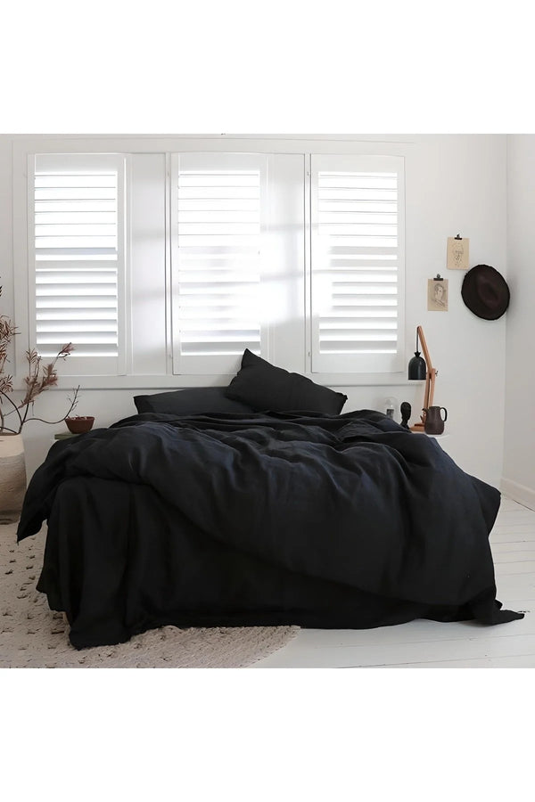 Iz Premium Salash Siyah Tek Kişilik Pamuklu Nevresim Takımı 160x220 - Premium Quality Duvet Cover