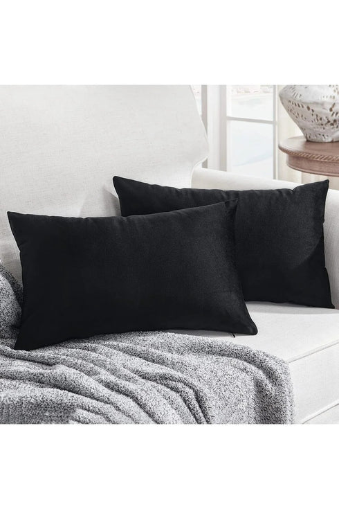 2 Adet Premium Siyah Smooth Kırlent İç Yastığı Dikdörtgen %100 Silikon Dolgu Yıkanabilir Pamuk Kumaş