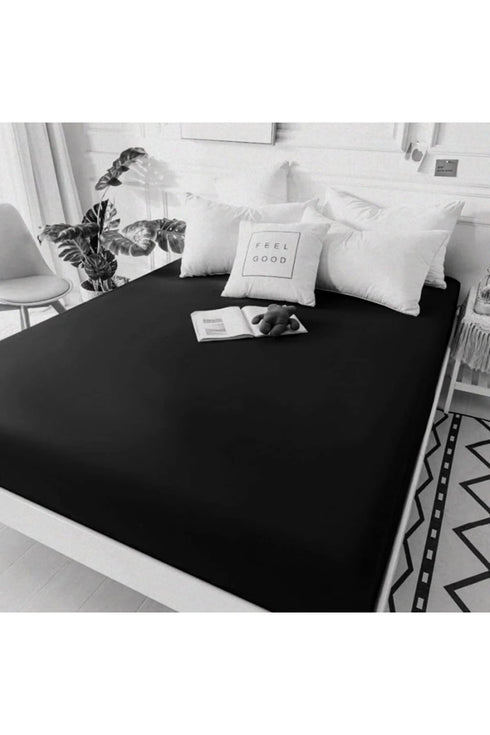Izgi Premium Pamuklu Ranforce Lastikli Çarşaf Siyah Yüksek Kalite +30 Cm Derinlik Ebat Seçenekli