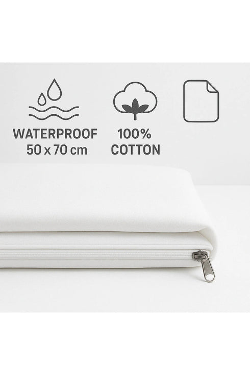 İz Basic Pamuklu Su Sıvı Geçirmez Yastık Alezi | Fermuarlı | Koruyucu Kılıf | AntiAlerjik | 50x70 cm