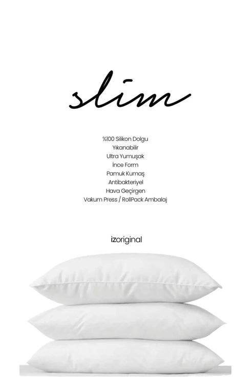 İz Original 3 Adet Slim Yastık İnce Form %100 HCS Silikon Dolgu Ultra Yumuşak 600Gr