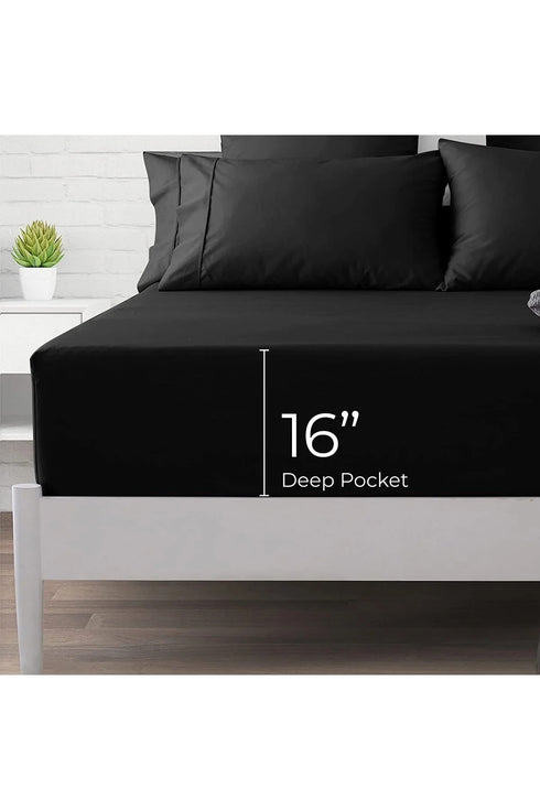 Izgi Premium Pamuklu Ranforce Lastikli Çarşaf Siyah Yüksek Kalite +30 Cm Derinlik Ebat Seçenekli