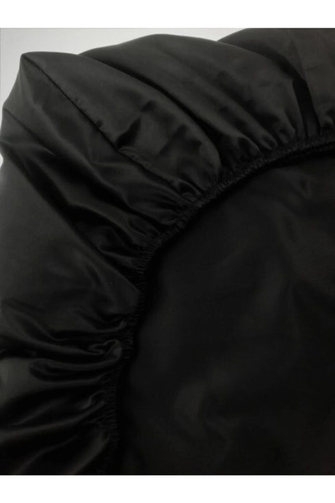 Çift Kişilik Doğal Pamuk Akfil Kumaş Siyah Lastikli Çarşaf Seti 2 Yastıklı 160x200