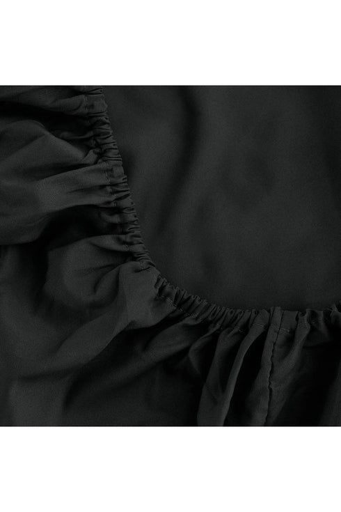 Izgi Premium Pamuklu Ranforce Lastikli Çarşaf Siyah Yüksek Kalite +30 Cm Derinlik Ebat Seçenekli