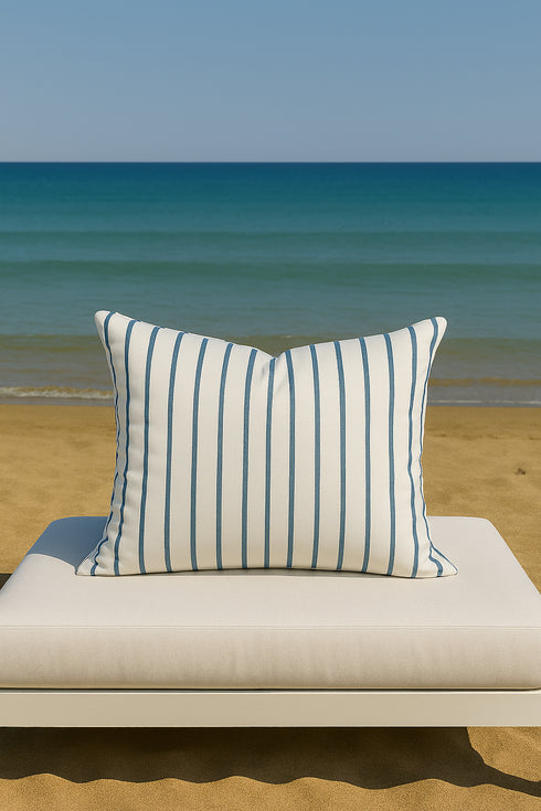 Mavi Çizgili Kırlent Kılıfı